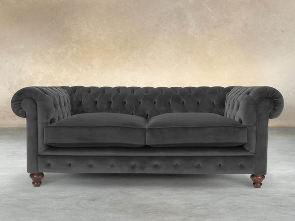 Arthur 2 Seat Chesterfield Sofa In Nickel Lush Velvet