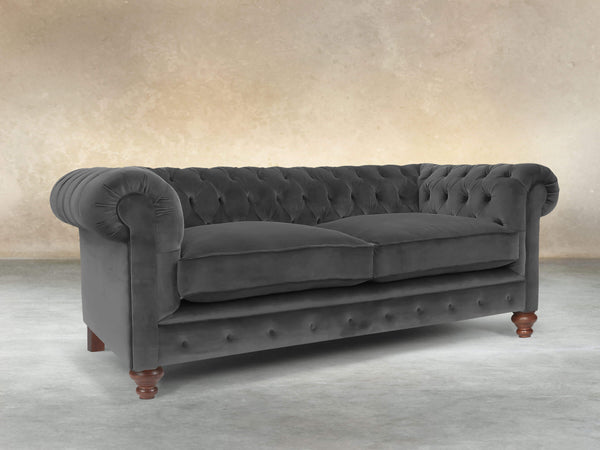 Arthur 2 Seat Chesterfield Sofa In Nickel Lush Velvet