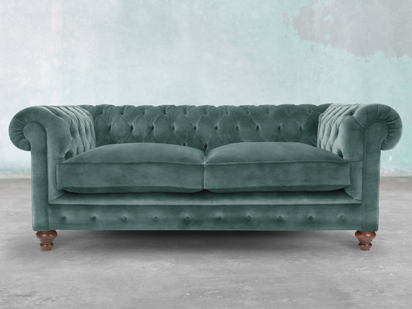 Arthur 2 Seat Chesterfield Sofa In Ocean Storm Vintage Velvet