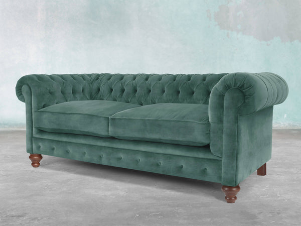 Arthur 2 Seat Chesterfield Sofa In Ocean Storm Vintage Velvet