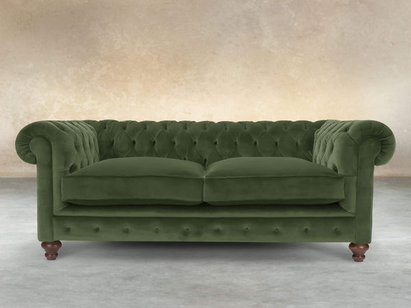 Arthur 2 Seat Chesterfield Sofa In Pine Lush Velvet