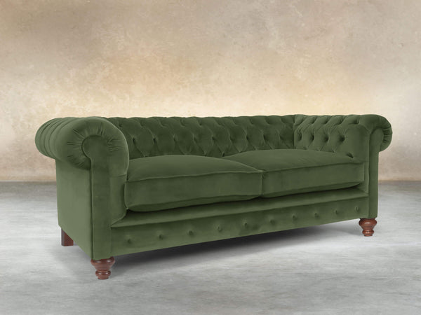 Arthur 2 Seat Chesterfield Sofa In Pine Lush Velvet