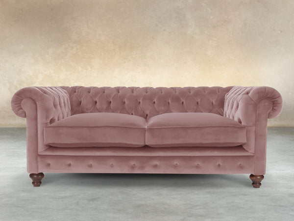 Arthur 2 Seat Chesterfield Sofa In Pink Lush Velvet