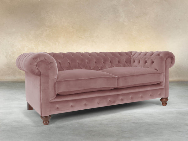 Arthur 2 Seat Chesterfield Sofa In Pink Lush Velvet