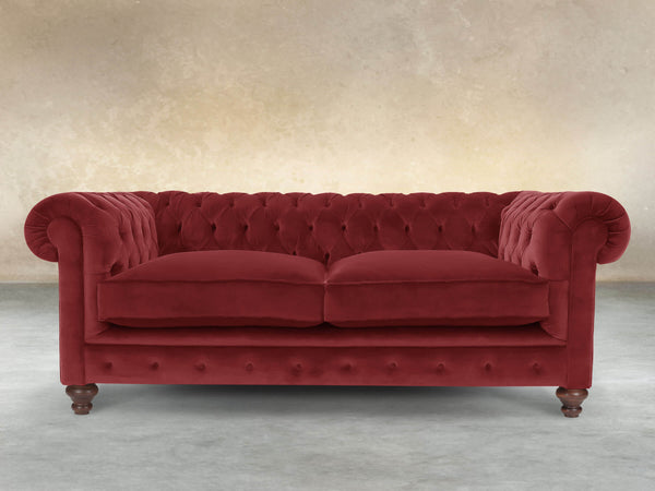 Arthur 2 Seat Chesterfield Sofa In Red Lush Velvet