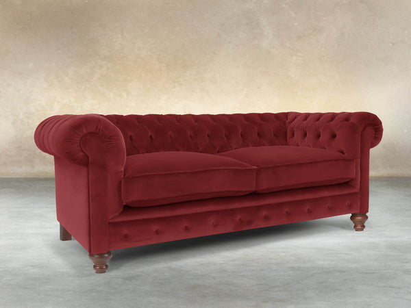 Arthur 2 Seat Chesterfield Sofa In Red Lush Velvet