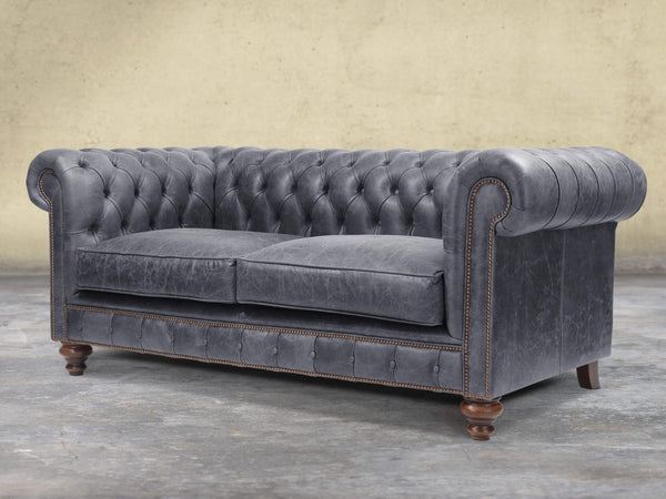 Arthur 2 Seat Chesterfield Sofa In Thunder Vintage Leather