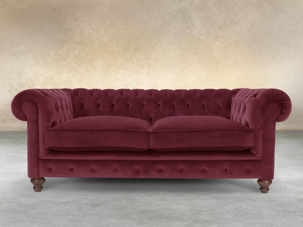 Arthur 2 Seat Chesterfield Sofa In Wine Lush Velvet