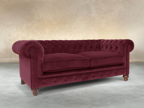 Arthur 2 Seat Chesterfield Sofa In Wine Lush Velvet