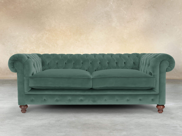 Arthur 3 Seat Chesterfield Sofa In Aqua Lush Velvet