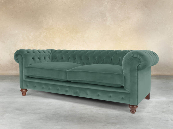 Arthur 3 Seat Chesterfield Sofa In Aqua Lush Velvet