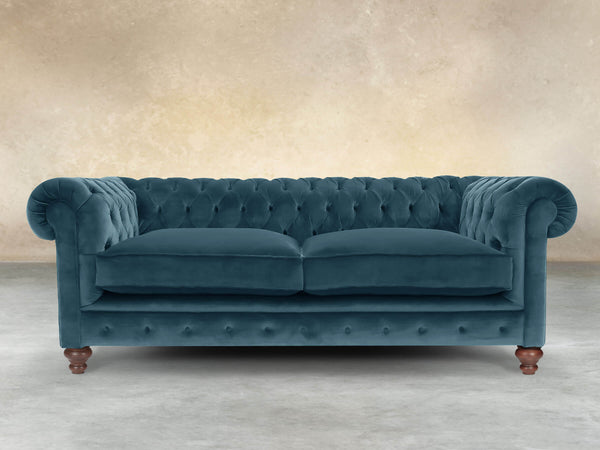 Arthur 3 Seat Chesterfield Sofa In Blue Lush Velvet