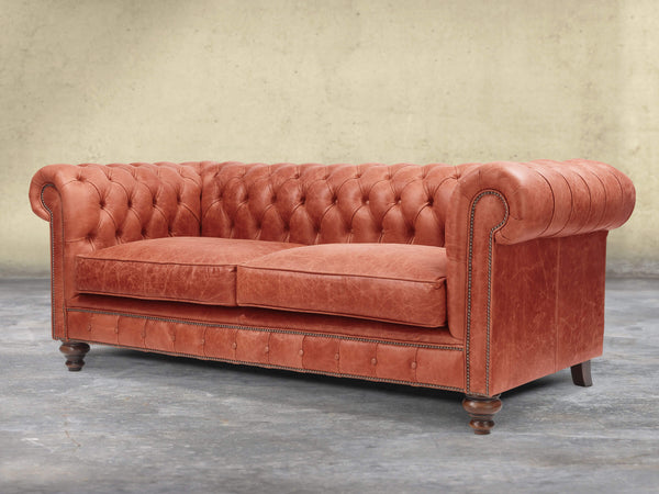 Arthur 3 Seat Chesterfield Sofa In Bronze Vintage Leather