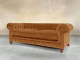 Arthur 3 Seat Chesterfield Sofa In Burnt Orange Lush Velvet