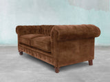 Arthur 3 Seat Chesterfield Sofa In Burnt Umber Vintage Velvet