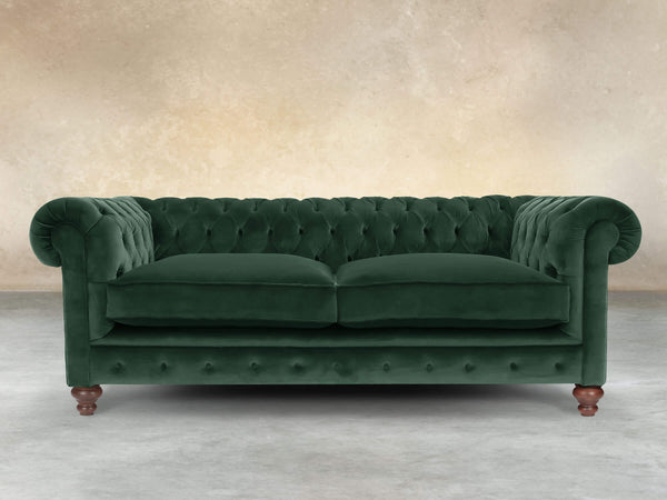 Arthur 3 Seat Chesterfield Sofa In Dark Green Lush Velvet