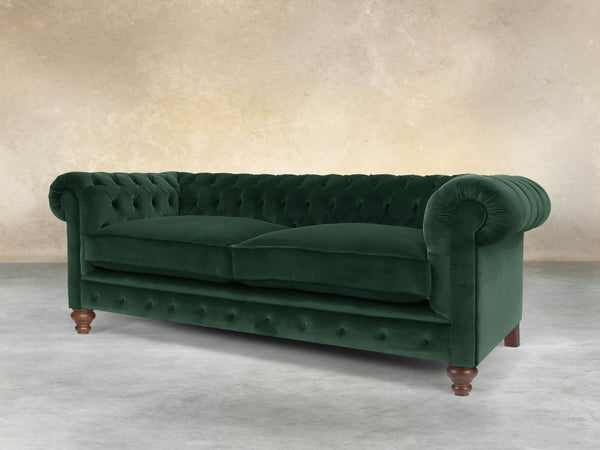 Arthur 3 Seat Chesterfield Sofa In Dark Green Lush Velvet