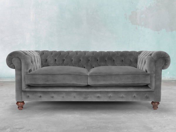 Arthur 3 Seat Chesterfield Sofa In Dove Vintage Velvet