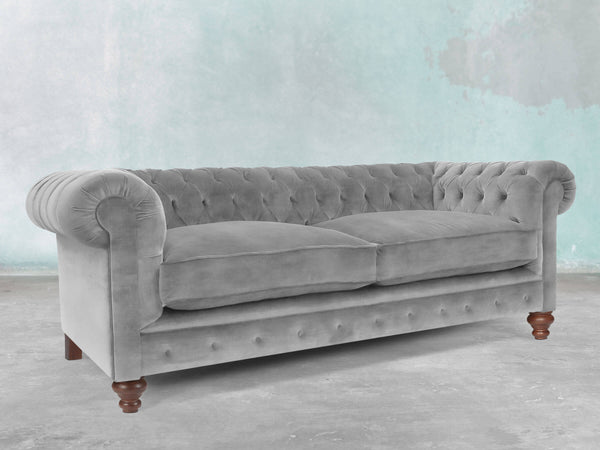 Arthur 3 Seat Chesterfield Sofa In Dove Vintage Velvet