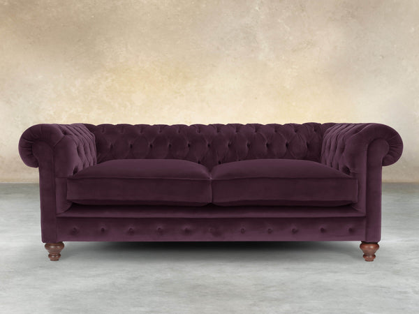 Arthur 3 Seat Chesterfield Sofa In Grape Lush Velvet