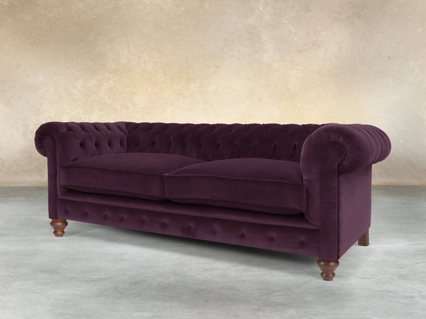 Arthur 3 Seat Chesterfield Sofa In Grape Lush Velvet