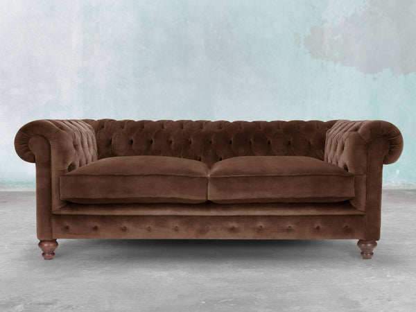 Arthur 3 Seat Chesterfield Sofa In Hickory Vintage Velvet