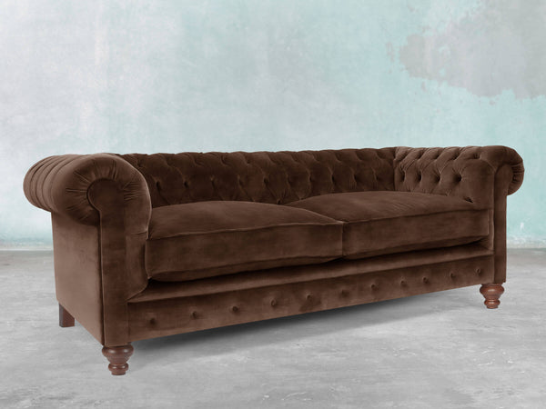 Arthur 3 Seat Chesterfield Sofa In Hickory Vintage Velvet