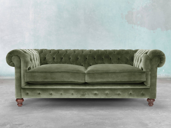 Arthur 3 Seat Chesterfield Sofa In Jade Vintage Velvet