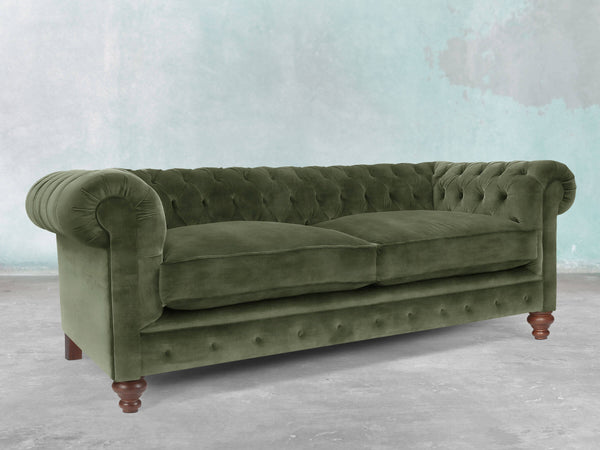 Arthur 3 Seat Chesterfield Sofa In Jade Vintage Velvet