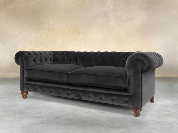 Arthur 3 Seat Chesterfield Sofa In Jet Black Lush Velvet