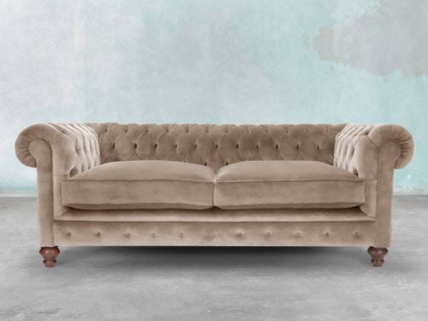 Arthur 3 Seat Chesterfield Sofa In Mocha Vintage Velvet