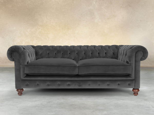 Arthur 3 Seat Chesterfield Sofa In Nickel Lush Velvet