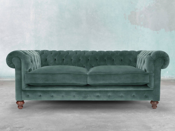 Arthur 3 Seat Chesterfield Sofa In Ocean Storm Vintage Velvet