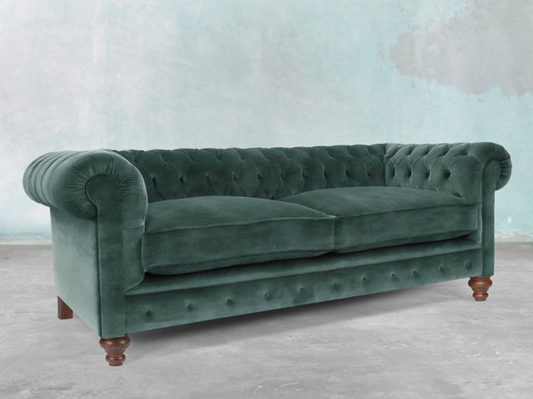 Arthur 3 Seat Chesterfield Sofa In Ocean Storm Vintage Velvet