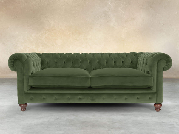 Arthur 3 Seat Chesterfield Sofa In Pine Lush Velvet