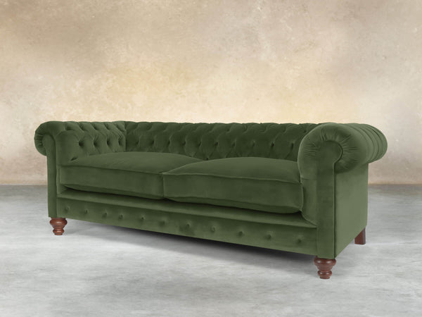 Arthur 3 Seat Chesterfield Sofa In Pine Lush Velvet