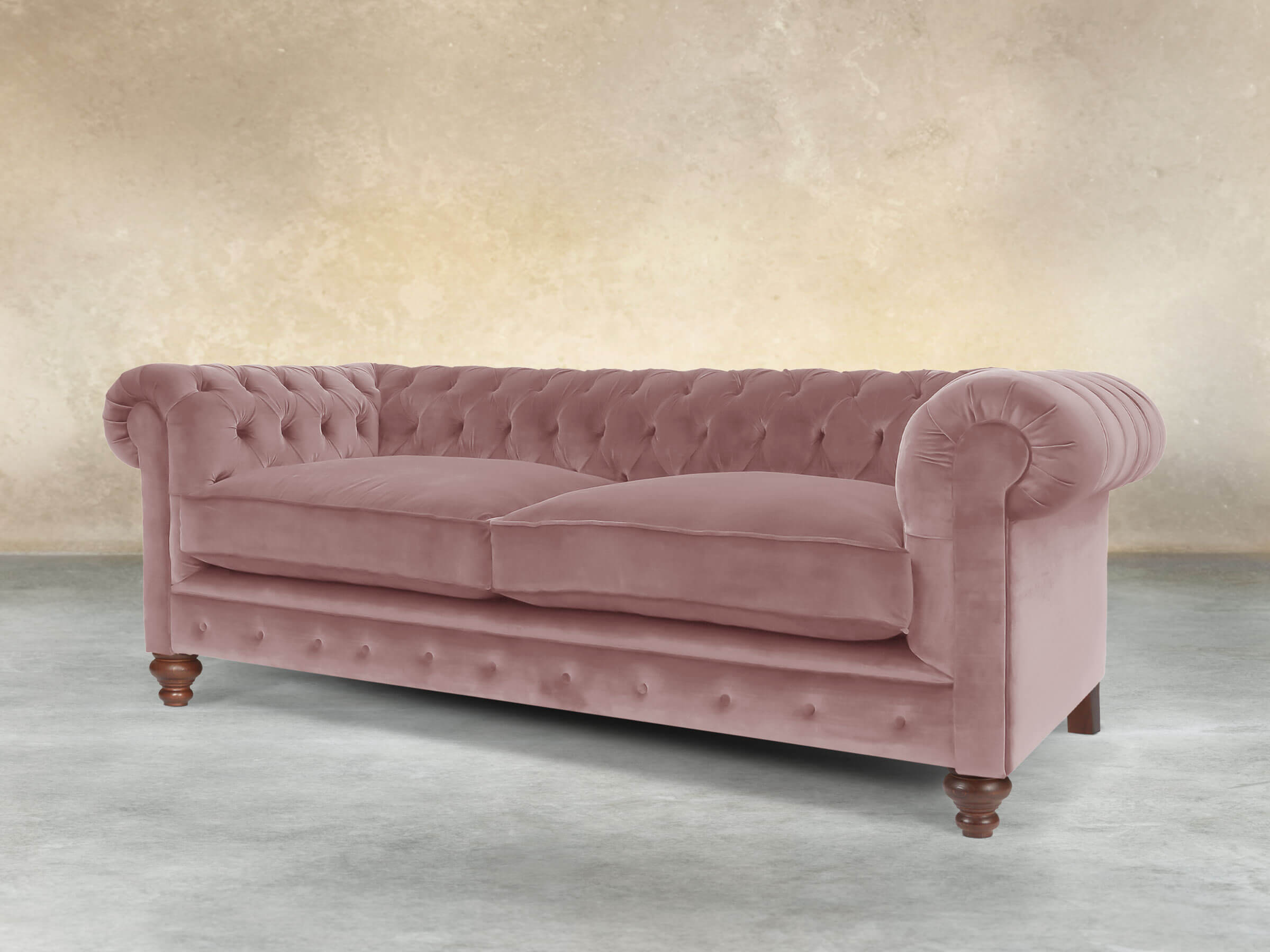 Arthur 3 Seat Chesterfield Sofa In Pink Lush Velvet