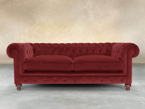 Arthur 3 Seat Chesterfield Sofa In Red Lush Velvet