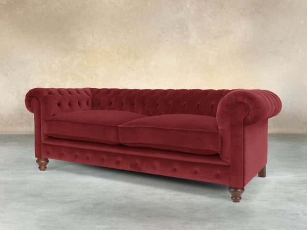 Arthur 3 Seat Chesterfield Sofa In Red Lush Velvet