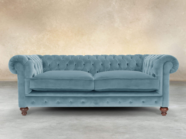 Arthur 3 Seat Chesterfield Sofa In Sky Lush Velvet