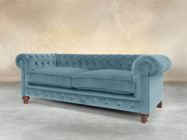 Arthur 3 Seat Chesterfield Sofa In Sky Lush Velvet