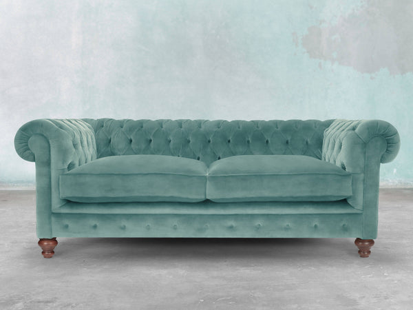 Arthur 3 Seat Chesterfield Sofa In Summer Mist Vintage Velvet