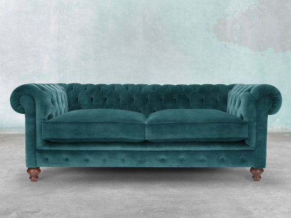 Arthur 3 Seat Chesterfield Sofa In Teal Vintage Velvet