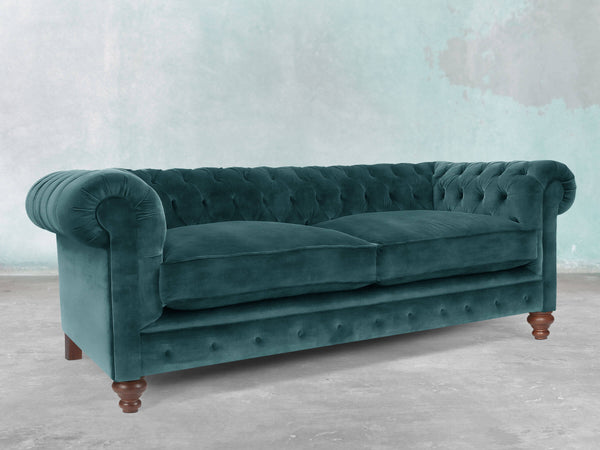 Arthur 3 Seat Chesterfield Sofa In Teal Vintage Velvet