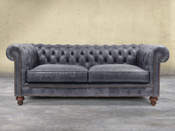 Arthur 3 Seat Chesterfield Sofa In Thunder Vintage Leather