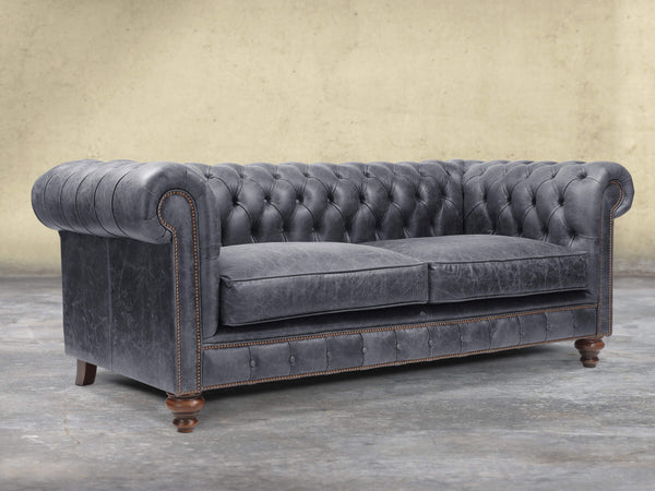 Arthur 3 Seat Chesterfield Sofa In Thunder Vintage Leather