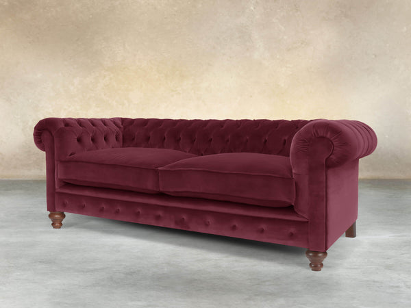 Arthur 3 Seat Chesterfield Sofa In Wine Lush Velvet