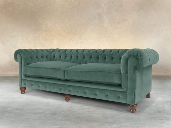 Arthur 4 Seat Chesterfield Sofa In Aqua Lush Velvet