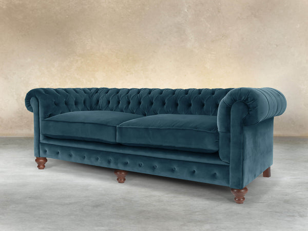 Arthur 4 Seat Chesterfield Sofa In Blue Lush Velvet