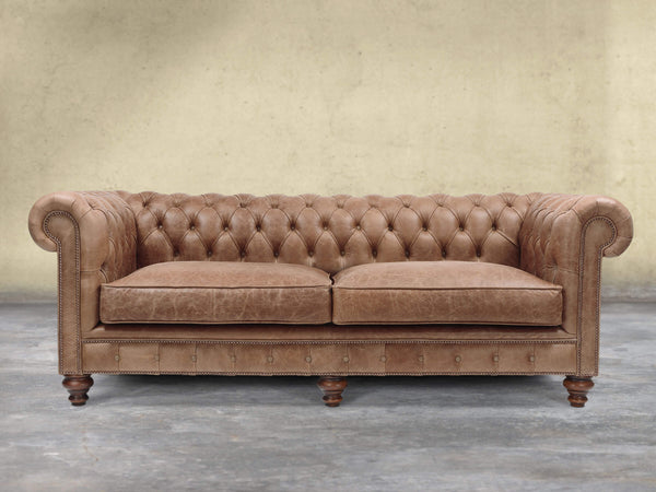 Arthur 4 Seat Chesterfield Sofa In Brown Vintage Leather